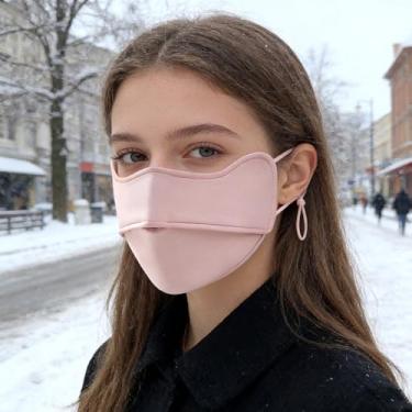 Imagem de Máscara facial quente de inverno para mulheres, amigas, máscara de ciclismo para clima frio, à prova de vento, aquecedores de rosto para filha, amigas, mãe, máscara facial rosa, polaina, balaclava