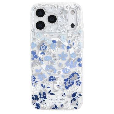 Imagem de Kate Spade New York Capa para iPhone 17 Pro Max - Compatível com MagSafe - Capa de telefone de designer - Pedras azuis de canteiro de flores