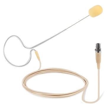 Imagem de Microfone de ouvido portátil omnidirecional com fio para fone de ouvido de voz profissional com cabo mini XLR de 4 pinos e para-brisa – para sistema Shure