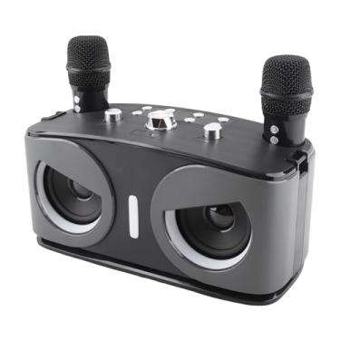 Imagem de Snsowed Mini Máquina de karaokê Com 2 Microfones Sem Fio, Microfone BT e Alto-falante Conjunto KTV Com Efeitos de Luz RGB Portátil de karaokê para Festas Em Casa Ao Ar Livre, (cinza)