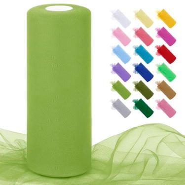 Imagem de JeogYong Rolos de tecido de tule verde claro 30,5 cm por 100 metros tecido de malha de poliéster fita de tule para saias tutu, embrulho de presente, decoração de aniversário/festa/casamento