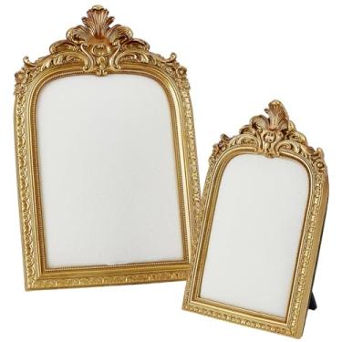 Imagem de SOFPLATE 2 peças exibição de joias barrocas vintage moldura colar display retro revestido TPR veludo resina elegante forma arco dourado adereços bandeja organizador suportes para brincos colares anéis
