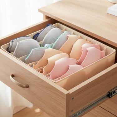 Imagem de Caixa organizadora de roupas íntimas, organizador de 7 células para guardar meias, lenços, gravatas, cintos, bege