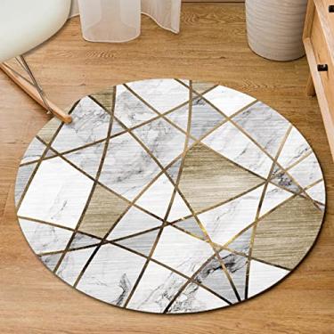 Imagem de Tapete circular redondo tapete de poliéster antiderrapante tapete de textura de mármore tapetes laváveis para quarto sala de estar cozinha, D, diâmetro 60 cm