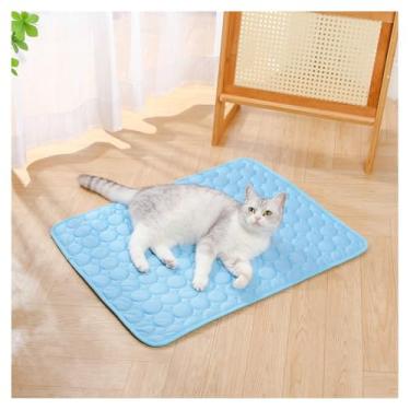 Imagem de Tapete de cama refrescante para animais de estimação para cães e gatos tapete azul almofada para cães tapete fresco de verão 49 cm x 39,9 cm