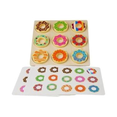 Imagem de Brinquedos De Quebra-Cabeça De Madeira Coloridos Em Forma De Donut Par