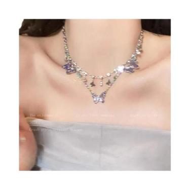 Imagem de Colar Choker Feminino Y2K De Verão Com Borboletas, Franjas E Miçangas 