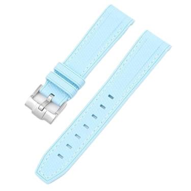 Imagem de FUKUZL Pulseira para relógio Swatch X Omega Moonswatch para Seamaster 300 com interface curvada masculina e feminina de qualidade 20 mm (azul bebê branco), 20mm, Ágata