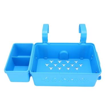 Imagem de TOPINCN Cesto de Armazenamento à Beira da Piscina Com Porta-copos Organizador de Armazenamento de Plástico à Prova D'água para Acessórios de Brinquedos de Piscina Cesto Suspenso (BLUE)