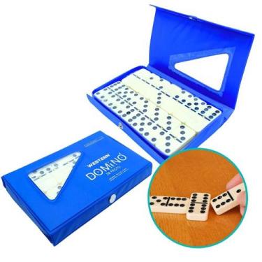 Imagem de Dominó Jogo Profissional Com 28 Peças 7mm Estojo Resistente - Western