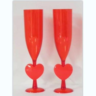 Imagem de Willinglong 6 peças de taças de champanhe com coração para Dia dos Namorados Dia de Galentine Copos de Martini de acrílico de 170 g Copos de vinho para coquetel Taças de vinho para aniversário de