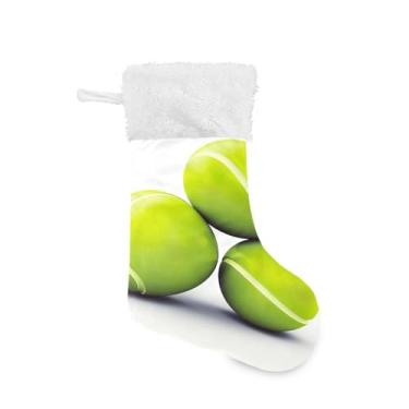 Imagem de Wassud Meias de Natal Bolas de Tênis Meias Grandes de Natal 45,7 cm Meias de Natal com Punho Branco Pendurado Decoração de Férias 1 Pacote