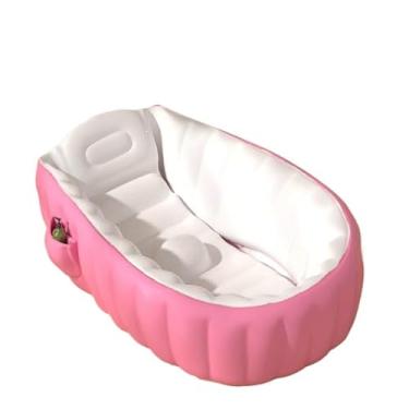 Imagem de Banheira Inflável Dobrável Portátil em PVC Piscina de Brinquedo Compacta para Casa Praia Quintal(Rosa)