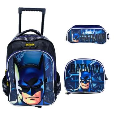 Imagem de Kit Mochila de Rodinha + Estojo Triplo + Lanch Batman 42322-Masculino