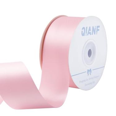 Imagem de QIANF Fita rosa clara de 3,5 cm fita de cetim dupla face para embrulhar laços de cabelo para fazer Dia dos Namorados, casamento, chá de bebê, festa de aniversário, convites, decorações artesanais, 25