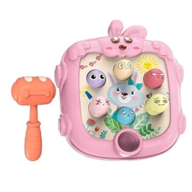 Imagem de Jogo Educativo Bate Bichinhos, Brinquedo Infantil com Martelo Interativo Colorido para Crianças, 19x16x4cm (Rosa)