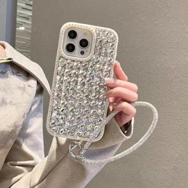 Imagem de HTVJFX Capa protetora luxuosa com glitter para iPhone 15 Pro (para iPhone 15 Pro/BRANCO)