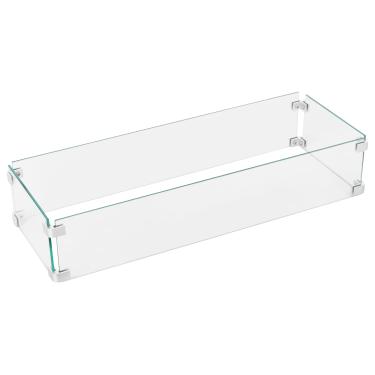 Imagem de Nuu Garden Protetor de vento retangular para fogueira 73 x 25 x 15 cm, protetor de chamas de vidro temperado com suportes de canto de liga de alumínio, design resistente e durável para mesa de