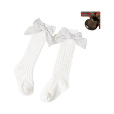 Imagem de Meias Altas Vermelhas Brilhantes Para Meninas Bebês Outono Inverno Laç