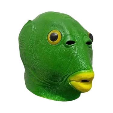 Imagem de Máscara De Monstro Cabeça De Peixe Verde, Fantasia Engraçada Para Hall