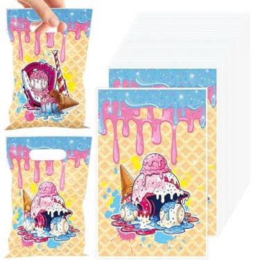 Imagem de 50 peças de sacos de lembrancinha de festa de sorvete de beisebol, sacolas de presente de plástico para crianças, tema doce, aniversário, celebração, doces, lembrancinhas, suprimentos