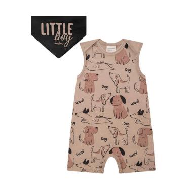 Imagem de Macacão Infantil Menino Cachorrinhos com Lenço Marrom Luc.Boo-Masculino