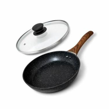 Imagem de Frigideira Cerâmica Antiaderente 20cm Thika Indução Com Tampa, Black, 