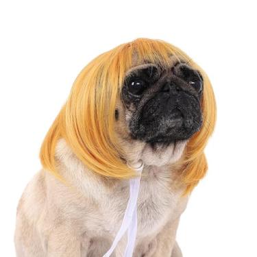 Imagem de FSDWSIGF Perucas engraçadas para cosplay de cães, gatos, acessórios de cabeça ajustáveis, fantasias para animais de estimação, decorações para festas de Natal, Halloween, festivais, cães, gatos, para