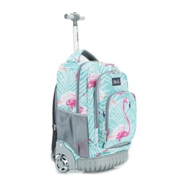 Imagem de Tilami Mochila com rodinhas de ombro de 45,7 cm, bolsos ocultos e capa de roda, mochila para laptop para meninos e meninas, Flamingos, Laptop