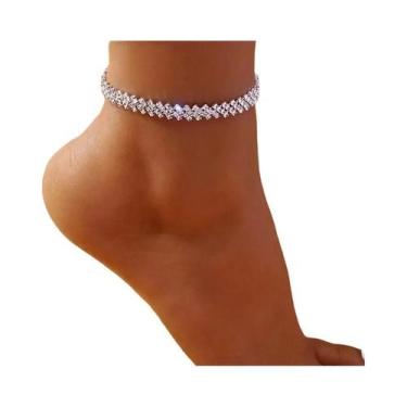 Imagem de Tornozeleira Feminina De Moda Com Zircônia Cúbica, Sandálias Barefoot 
