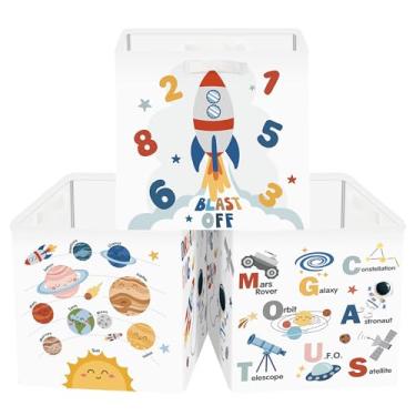 Imagem de Clastyle Aprendizagem Conjunto de cesta de armazenamento infantil organizador de roupas de armário educativo cesto de brinquedo para meninos meninas cesta de livros, espaço, 30 x 30 x 30 cm