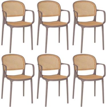 Imagem de Kit 6 Cadeiras de Jantar Roma Prática com Braços para Sala e Cozinha -