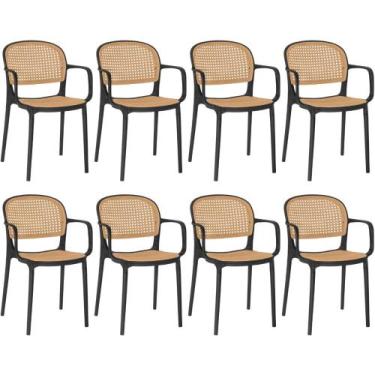 Imagem de Kit 8 Cadeiras de Jantar Roma Prática com Braços para Sala e Cozinha -