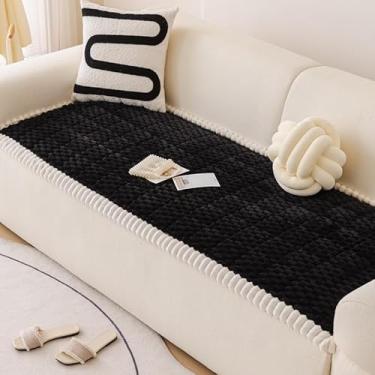 Imagem de Wuly4ever Capa de sofá que aceita animais de estimação, lavável, antiderrapante, preta, 70 x 180 cm