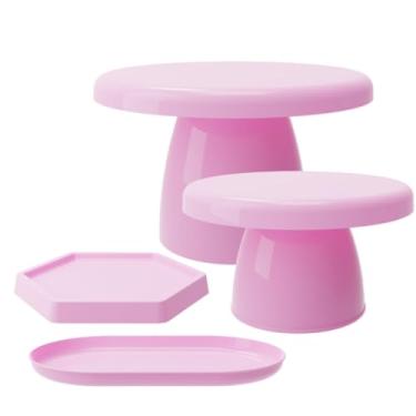 Imagem de Kit Festa com 1 Boleira Popi 18x11, 1 Mini cake 8x13, 1 Bandeja sextavada 16 e 1 Bandeja Popi 22(RSC - ROSA CANDY)