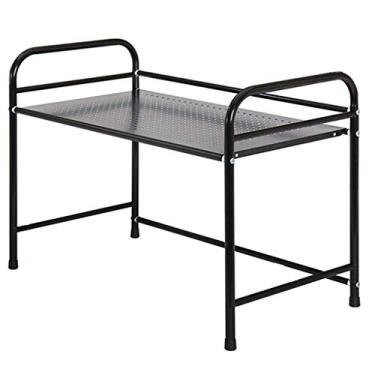 Imagem de U5GAAALPPQ9 Prateleira de cozinha Rack de armazenamento de metal para chão de cozinha prateleira de micro-ondas rack de forno 2 camadas preto (cor: preto tamanho: 59 34 45 cm)