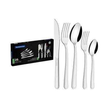 Imagem de Faqueiro Tramontina Búzios em Aço Inox 20 Peças, Prata, 20