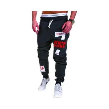 Imagem de Calças De Moletom Casuais Masculinas Em Cinza, Azul E Preto, Joggers C