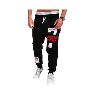 Imagem de Calças De Moletom Casuais Masculinas Em Cinza, Azul E Preto, Joggers C