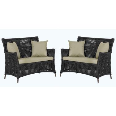 Imagem de 2 Sofás área Externa Igapó Alumínio Pintura Marrom Corda Náu Preto