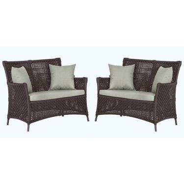 Imagem de 2 Sofás Área Externa Igapó Alumínio Marrom Corda Náutica E3 Marrom