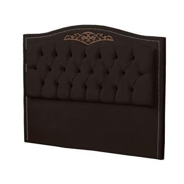 Imagem de Cabeceira Casal Queen Size Estofada Para Cama Box Maitê Veludo Cor Marrom