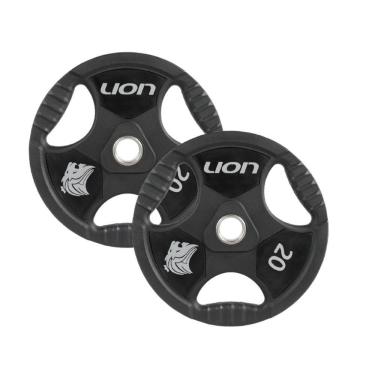 Imagem de Par Anilha Olímpica 20 Kg Lion Para Musculação Vulcanizada Em Aço Maciço Revestido Em Borracha Resistente