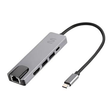 Imagem de Hub Dock Multilaser Usb Tipo-c 5 Em 1 Com Hdmi 4k, Rj45 Ethernet, Usb 3.0 E Power Delivery 100w