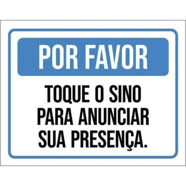 Imagem de Kit 5 Placa Acm Por Favor Toque Sino Anunciar Presença 18X23 - Sinaliz