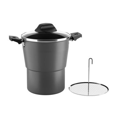 Imagem de Cuscuzeira Brinox Especiarias Antiaderente Pro-Flon 2L 16cm Tampa Vidro Preto