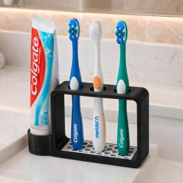 Imagem de Organizador preto para bancada porta escovas de dentes - RELET