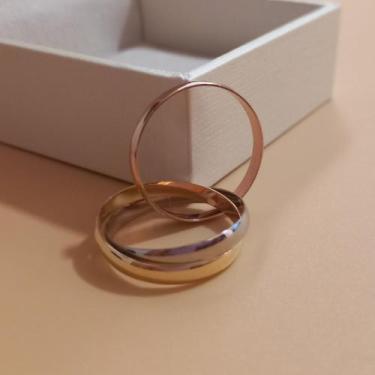 Imagem de Aliança de 3 Cores em ouro amarelo branco e rose de ouro 18k 750 - Nbr