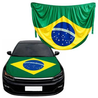 Imagem de Capa para Capô Automotivo Universal Bandeira Brasil Torcida Futebol - 