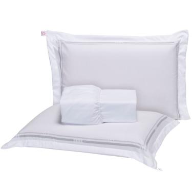 Imagem de Jogo De Lençol Hipercal 400 Fios Com Elástico + Fronhas Aba Debrum 4 Lados Estampado Premium Casal Queen